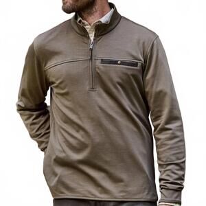 NEW TOM BECKBE tucker fleece quarter zip top in bronze green